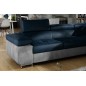 Canapé d'angle convertible en velours luxe 5 places, avec coffre, bleu foncé / gris clair, angle droit (vu de face), ANNECY VELO Canapé d'angle convertible en velours luxe 5 places, avec coffre, bleu foncé / gris clair, angle droit (vu de face), ANNECY VELO