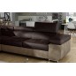 Canapé d'angle convertible en velours luxe 5 places, avec coffre, chocolat / marron, angle gauche (vu de face), ANNECY VELOURS