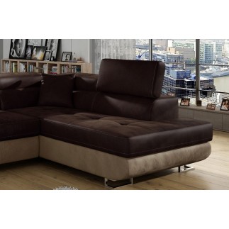Canapé d'angle convertible en velours luxe 5 places, avec coffre, chocolat / marron, angle droit (vu de face), ANNECY VELOURS