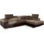 Canapé d'angle convertible en velours luxe 5 places, avec coffre, marron et chocolat, angle droit (vu de face), ANNECY VELOURS