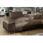 Canapé d'angle convertible en velours luxe 5 places, avec coffre, marron et chocolat, angle droit (vu de face), ANNECY VELOURS
