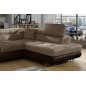 Canapé d'angle convertible en velours luxe 5 places, avec coffre, marron et chocolat, angle droit (vu de face), ANNECY VELOURS