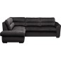 Canapé d'angle convertible en tissu velours luxe 5 places, RICO, noir, angle gauche Canapé d'angle convertible en tissu velours luxe 5 places, RICO, noir, angle gauche