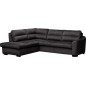 Canapé d'angle convertible en tissu velours luxe 5 places, RICO, noir, angle gauche Canapé d'angle convertible en tissu velours luxe 5 places, RICO, noir, angle gauche