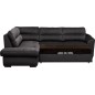 Canapé d'angle convertible en tissu velours luxe 5 places, RICO, noir, angle gauche Canapé d'angle convertible en tissu velours luxe 5 places, RICO, noir, angle gauche