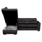 Canapé d'angle convertible en tissu velours luxe 5 places, RICO, noir, angle gauche Canapé d'angle convertible en tissu velours luxe 5 places, RICO, noir, angle gauche