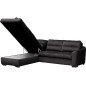 Canapé d'angle convertible en tissu velours luxe 5 places, RICO, noir, angle gauche Canapé d'angle convertible en tissu velours luxe 5 places, RICO, noir, angle gauche
