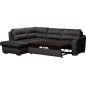 Canapé d'angle convertible en tissu velours luxe 5 places, RICO, noir, angle gauche Canapé d'angle convertible en tissu velours luxe 5 places, RICO, noir, angle gauche