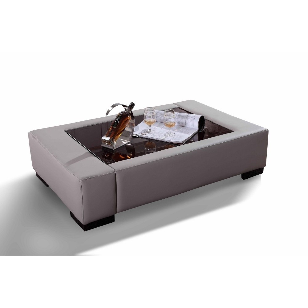 Table basse personalisé en cuir italien ZANA, gris clair REF 4C095 Table basse personalisé en cuir italien ZANA, gris clair REF 4C095