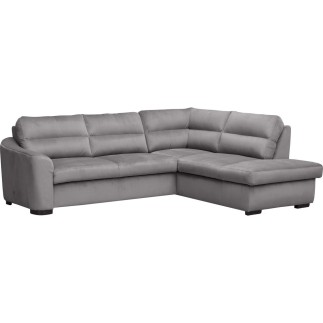 Canapé d'angle convertible en tissu velours luxe 5 places, RICO gris foncé, angle droit
