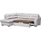 Canapé d'angle convertible en tissu velours luxe 5 places, RICO, gris clair, angle gauche Canapé d'angle convertible en tissu velours luxe 5 places, RICO, gris clair, angle gauche