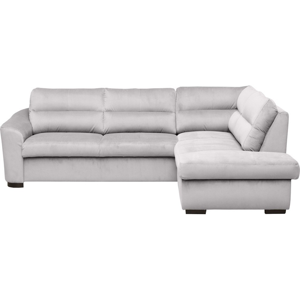 Canapé d'angle convertible en tissu velours luxe 5 places, RICO, gris clair, angle droit Canapé d'angle convertible en tissu velours luxe 5 places, RICO, gris clair, angle droit