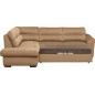 Canapé d'angle convertible en tissu velours luxe 5 places, RICO, marron, angle gauche Canapé d'angle convertible en tissu velours luxe 5 places, RICO, marron, angle gauche