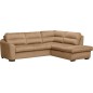 Canapé d'angle convertible en tissu velours luxe 5 places, RICO, marron, angle droit Canapé d'angle convertible en tissu velours luxe 5 places, RICO, marron, angle droit