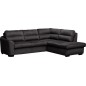 Canapé d'angle convertible en tissu velours luxe 5 places, RICO, noir, angle droit Canapé d'angle convertible en tissu velours luxe 5 places, RICO, noir, angle droit