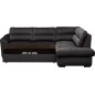 Canapé d'angle convertible en tissu velours luxe 5 places, RICO, noir, angle droit Canapé d'angle convertible en tissu velours luxe 5 places, RICO, noir, angle droit