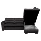 Canapé d'angle convertible en tissu velours luxe 5 places, RICO, noir, angle droit Canapé d'angle convertible en tissu velours luxe 5 places, RICO, noir, angle droit