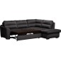 Canapé d'angle convertible en tissu velours luxe 5 places, RICO, noir, angle droit Canapé d'angle convertible en tissu velours luxe 5 places, RICO, noir, angle droit