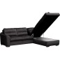 Canapé d'angle convertible en tissu velours luxe 5 places, RICO, noir, angle droit Canapé d'angle convertible en tissu velours luxe 5 places, RICO, noir, angle droit