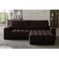 Canapé d'angle convertible en velours luxe 5 places, coffre - chocolat, angle droit (vu de face), BONO Canapé d'angle convertible en velours luxe 5 places, coffre - chocolat, angle droit (vu de face), BONO