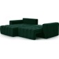 Canapé d'angle convertible en velours luxe 5 places et coffre, vert, angle gauche (vu de face) BONO