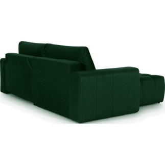 Canapé d'angle convertible en velours luxe 5 places et coffre, vert, angle gauche (vu de face) BONO