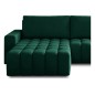 Canapé d'angle convertible en velours luxe 5 places et coffre, vert, angle gauche (vu de face) BONO