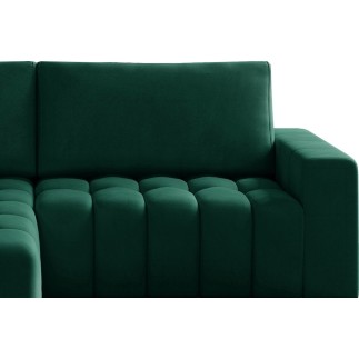 Canapé d'angle convertible en velours luxe 5 places et coffre, vert, angle gauche (vu de face) BONO