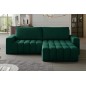 Canapé d'angle convertible en velours luxe 5 places, coffre - vert, angle droit (vu de face), BONO Canapé d'angle convertible en velours luxe 5 places, coffre - vert, angle droit (vu de face), BONO