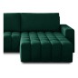 Canapé d'angle convertible en velours luxe 5 places, coffre - vert, angle droit (vu de face), BONO Canapé d'angle convertible en velours luxe 5 places, coffre - vert, angle droit (vu de face), BONO