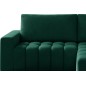 Canapé d'angle convertible en velours luxe 5 places, coffre - vert, angle droit (vu de face), BONO Canapé d'angle convertible en velours luxe 5 places, coffre - vert, angle droit (vu de face), BONO