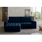 Canapé d'angle convertible en velours luxe 5 places, coffre - bleu foncé, angle gauche (vu de face), BONO Canapé d'angle convertible en velours luxe 5 places, coffre - bleu foncé, angle gauche (vu de face), BONO