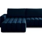Canapé d'angle convertible en velours luxe 5 places, coffre - bleu foncé, angle gauche (vu de face), BONO Canapé d'angle convertible en velours luxe 5 places, coffre - bleu foncé, angle gauche (vu de face), BONO