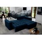 Canapé d'angle convertible en velours luxe 5 places et coffre, bleu foncé, angle droit (vu de face) BONO Canapé d'angle convertible en velours luxe 5 places et coffre, bleu foncé, angle droit (vu de face) BONO