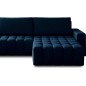 Canapé d'angle convertible en velours luxe 5 places et coffre, bleu foncé, angle droit (vu de face) BONO Canapé d'angle convertible en velours luxe 5 places et coffre, bleu foncé, angle droit (vu de face) BONO