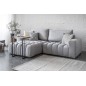 Canapé d'angle convertible en velours luxe 5 places et coffre, gris, angle gauche (vu de face) BONO Canapé d'angle convertible en velours luxe 5 places et coffre, gris, angle gauche (vu de face) BONO
