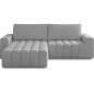 Canapé d'angle convertible en velours luxe 5 places et coffre, gris, angle gauche (vu de face) BONO Canapé d'angle convertible en velours luxe 5 places et coffre, gris, angle gauche (vu de face) BONO