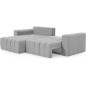 Canapé d'angle convertible en velours luxe 5 places et coffre, gris, angle gauche (vu de face) BONO Canapé d'angle convertible en velours luxe 5 places et coffre, gris, angle gauche (vu de face) BONO