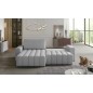 Canapé d'angle convertible en velours luxe 5 places et coffre, gris, angle gauche (vu de face) BONO Canapé d'angle convertible en velours luxe 5 places et coffre, gris, angle gauche (vu de face) BONO