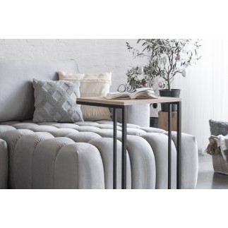 Canapé d'angle convertible en velours luxe 5 places et coffre, gris, angle gauche (vu de face) BONO