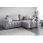 Canapé d'angle convertible en velours luxe 5 places, gris, angle droit (vu de face), BONO Canapé d'angle convertible en velours luxe 5 places, gris, angle droit (vu de face), BONO