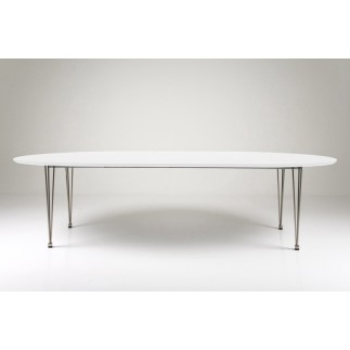 Table à manger design laqué blanc à rallonges, BESINA
