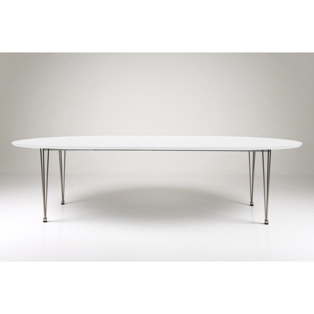 Table à manger design laqué blanc à rallonges, BESINA Table à manger design laqué blanc à rallonges, BESINA