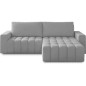 Canapé d'angle convertible en velours luxe 5 places, gris, angle droit (vu de face), BONO Canapé d'angle convertible en velours luxe 5 places, gris, angle droit (vu de face), BONO
