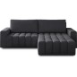 Canapé d'angle convertible en velours luxe 5 places, coffre - gris foncé, angle droit (vu de face), BONO Canapé d'angle convertible en velours luxe 5 places, coffre - gris foncé, angle droit (vu de face), BONO