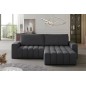 Canapé d'angle convertible en velours luxe 5 places, coffre - gris foncé, angle droit (vu de face), BONO Canapé d'angle convertible en velours luxe 5 places, coffre - gris foncé, angle droit (vu de face), BONO