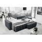 Canapé d'angle convertible en velours luxe 5 places, coffre - gris foncé, angle droit (vu de face), BONO Canapé d'angle convertible en velours luxe 5 places, coffre - gris foncé, angle droit (vu de face), BONO