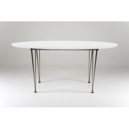 Table à manger design laqué blanc à rallonges, BESINA