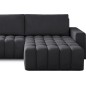 Canapé d'angle convertible en velours luxe 5 places, coffre - gris foncé, angle droit (vu de face), BONO Canapé d'angle convertible en velours luxe 5 places, coffre - gris foncé, angle droit (vu de face), BONO