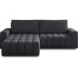 Canapé d'angle convertible en velours luxe 5 places et coffre, gris foncé, angle gauche (vu de face) BONO Canapé d'angle convertible en velours luxe 5 places et coffre, gris foncé, angle gauche (vu de face) BONO